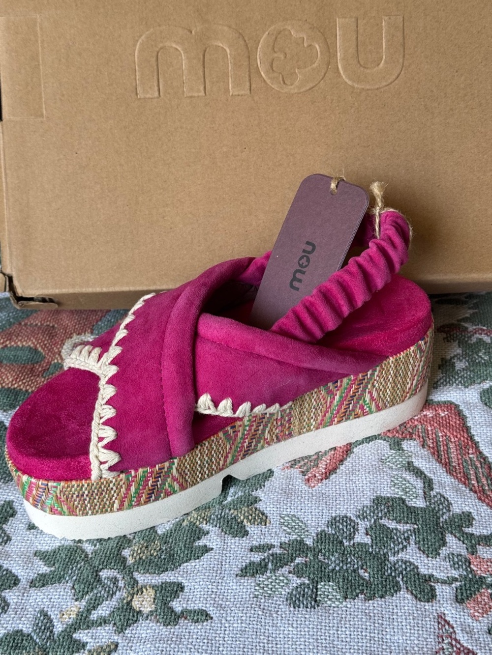 MOU  Japanese Cris Cross Upper Raffia sandal